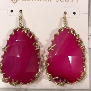 Kendra Scott Pat Luxe Nest Pink Earrings RARE NWT